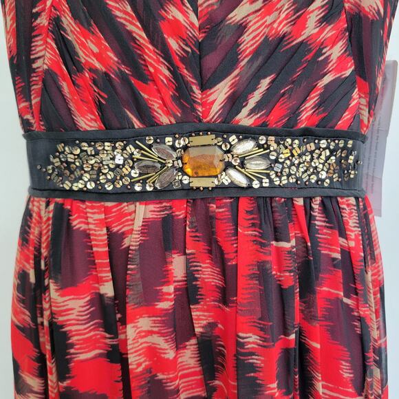 NEW Aidan Mattox Silk Formal Gown Maxi Printed Halter Neck Sexy Women 10 - Picture 5 of 15